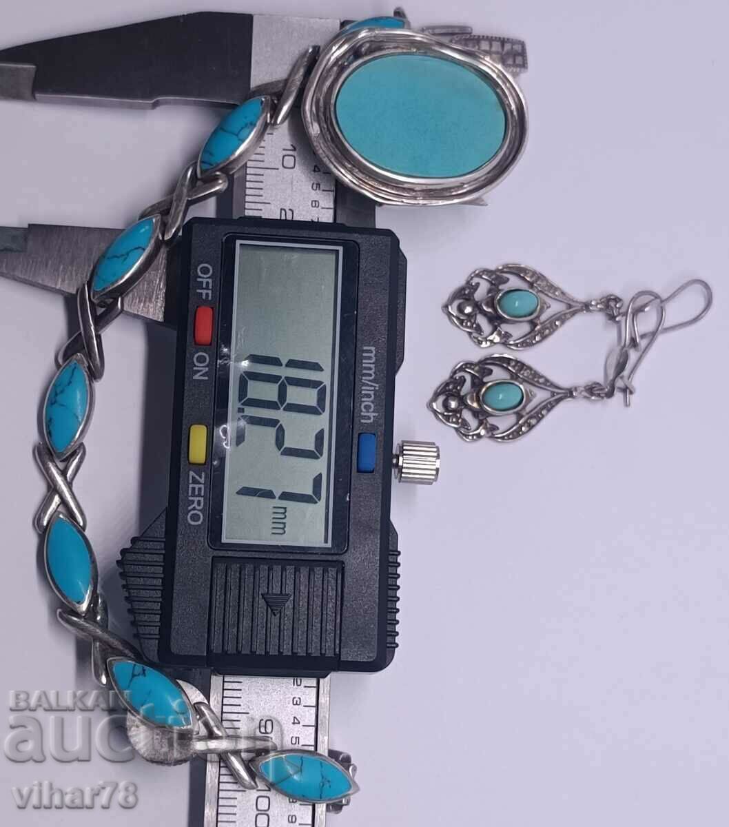 Delivery of silver bracelet, ring and earrings with turquoise Delivery of silver bracelet, ring and earrings with turquoise