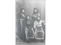 Old photo Dobrich 1918 beautiful Bulgarian women in folk costumes
