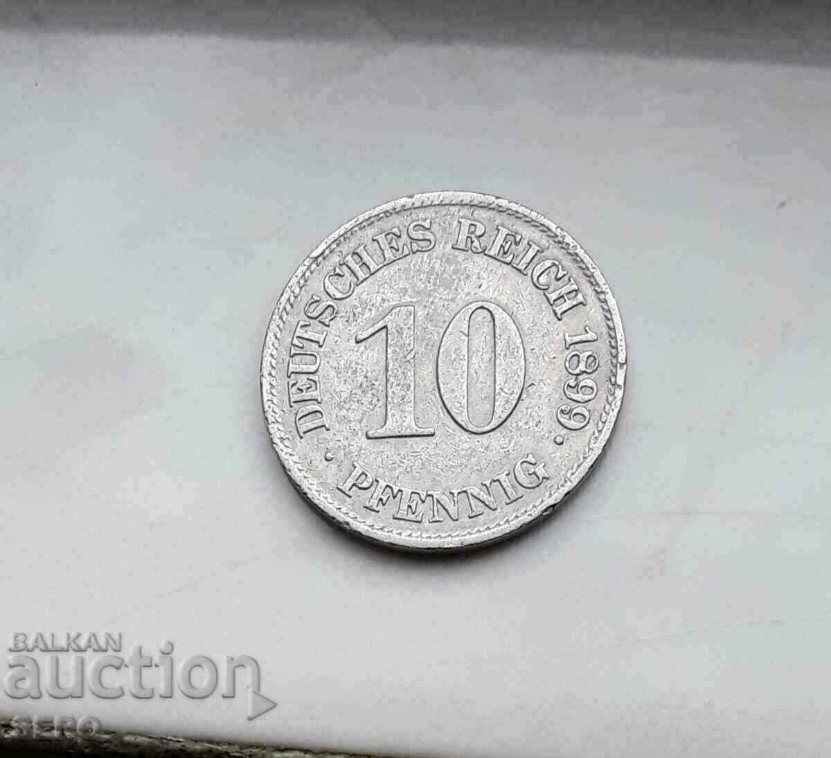 Γερμανία-10 Pfennig 1899 E-Muldenhüten