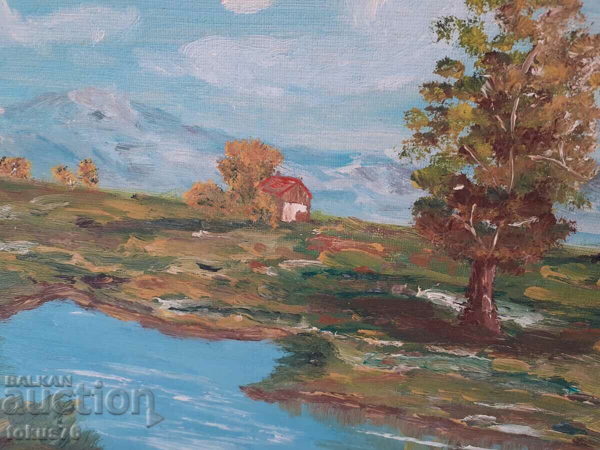 Landscape painting oil on phaser with frame signed with price 95.00 BGN | € 48.57 Landscape painting oil on phaser with frame signed with price 95.00 BGN | € 48.57