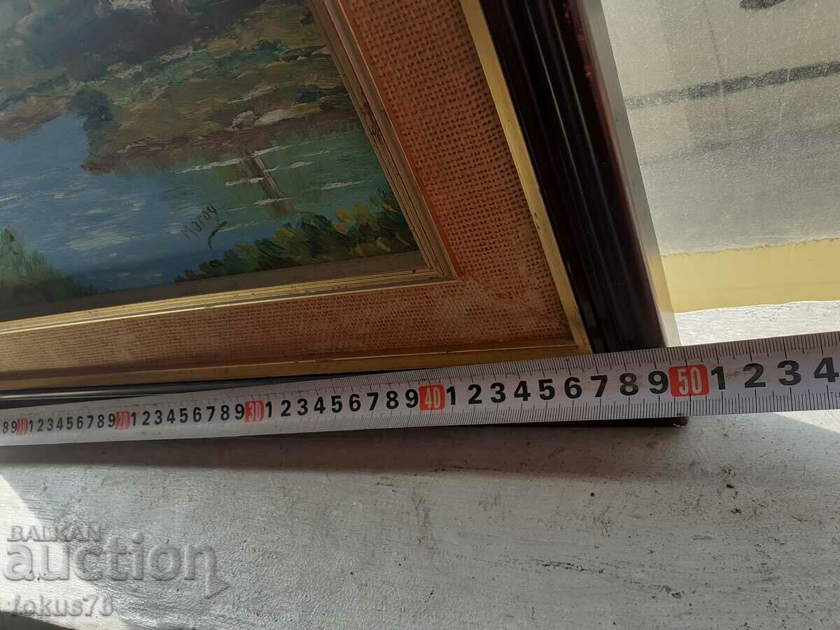 Landscape painting oil on phaser with frame signed - 6 Landscape painting oil on phaser with frame signed - 6