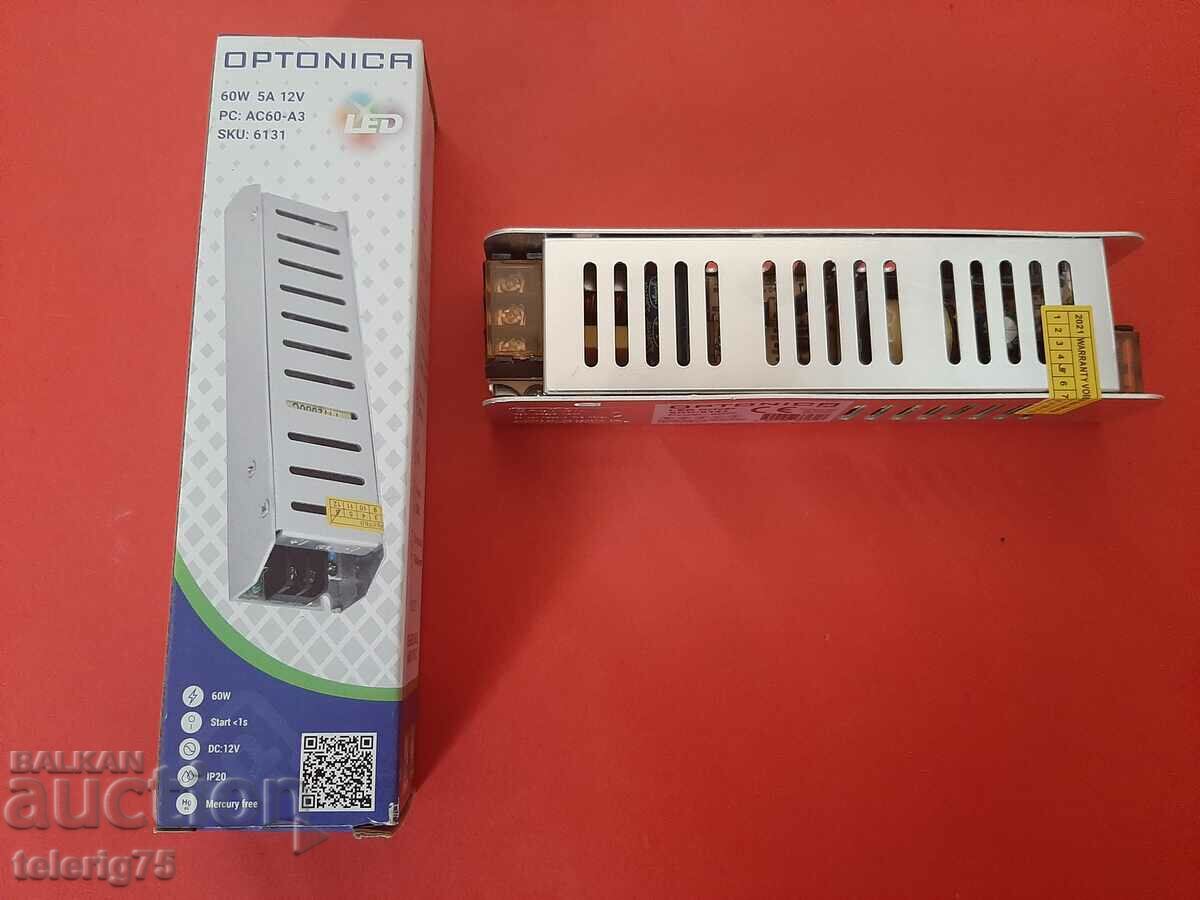 OPTONICA Slim power supply for LED strips 60W, 5A, 12V