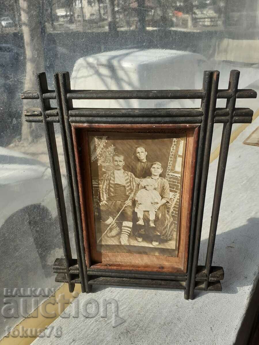 Old royal photo with wooden frame