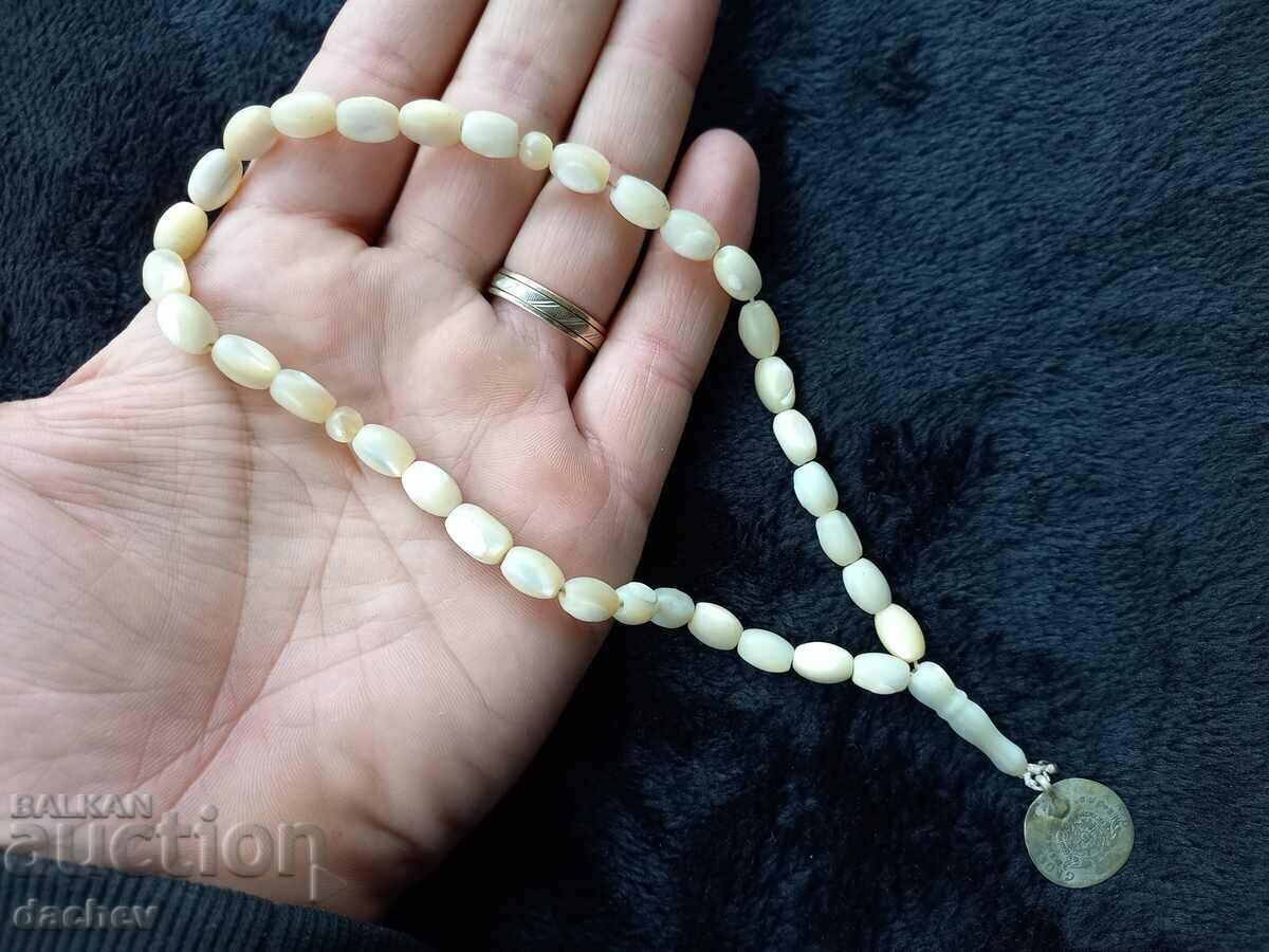 Old Authentic Rosary of Mother of Pearl Beads 33 + POP!