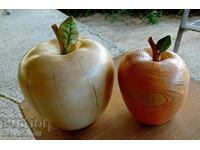 Two apples. Wood carving.
