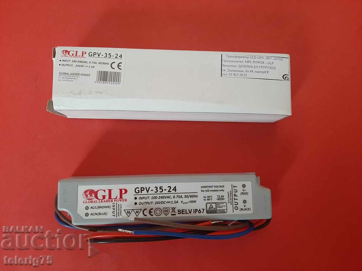 Moisture-proof Power supply GPV-35-24 for LED strips 36W,1.5A,24V