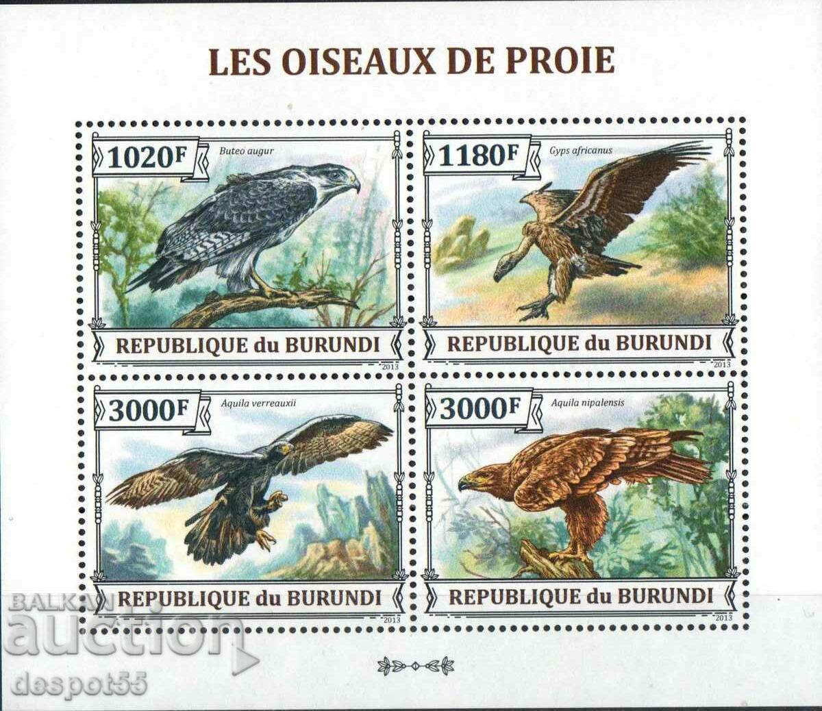 2013. Burundi. Birds of Prey + Block. with price 6.50 BGN | € 3.32