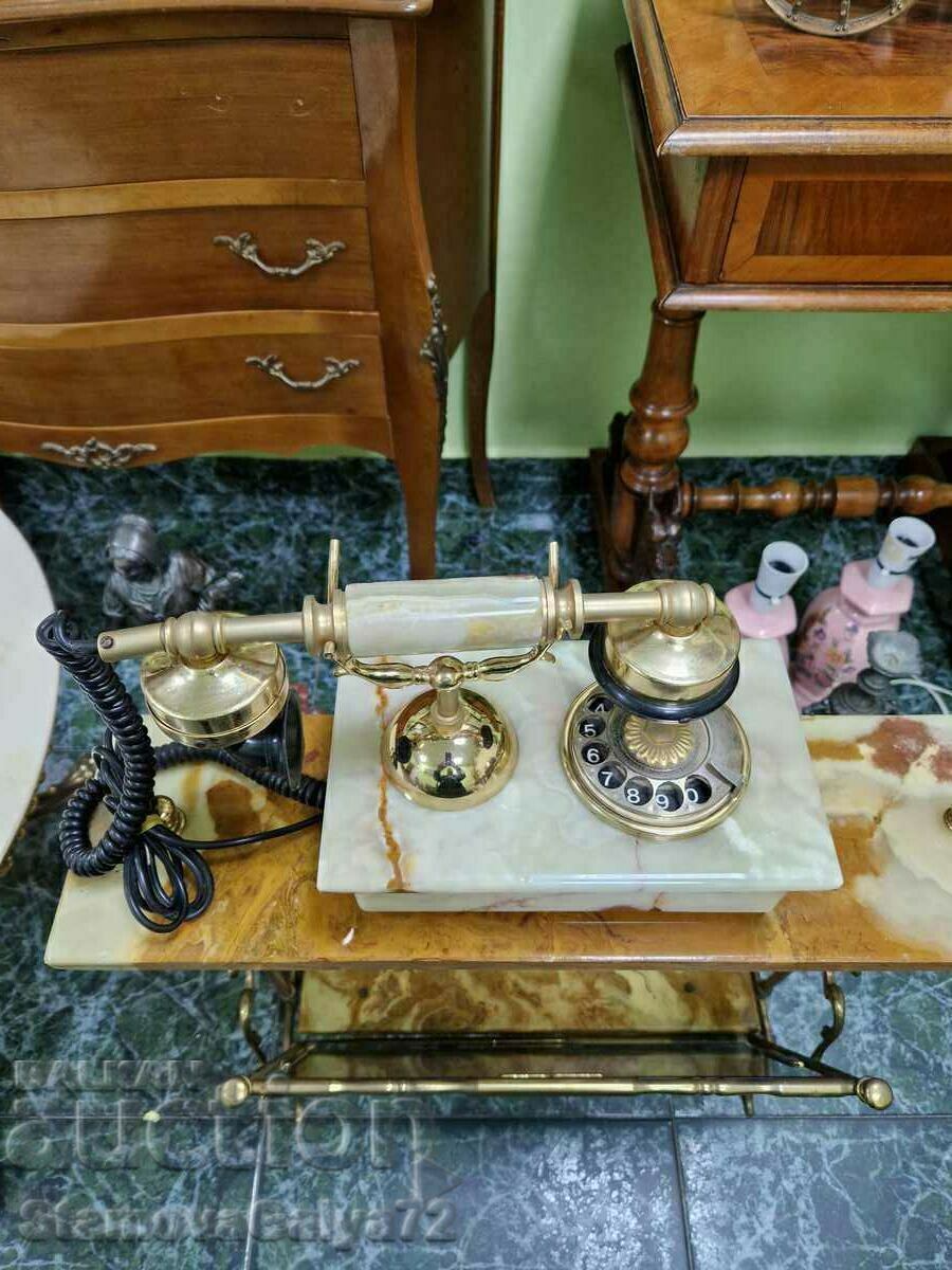 Telefon unic antic olandez onix și bronz - 6