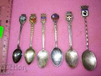6 Old ARISTOCRATIC ENAMEL DEEP SILVER PLATED SPOONS