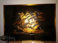 WROUGHT COPPER Old AUTHOR Copper Panel Picture SHIP 53/38cm.