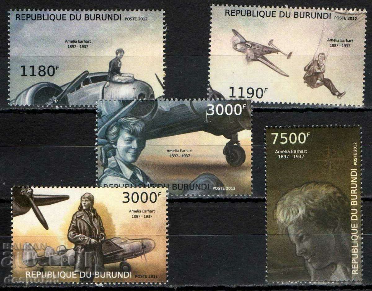 2012 Μπουρούντι. 75 χρόνια από την εξαφάνιση της Amelia Earhart + Block.