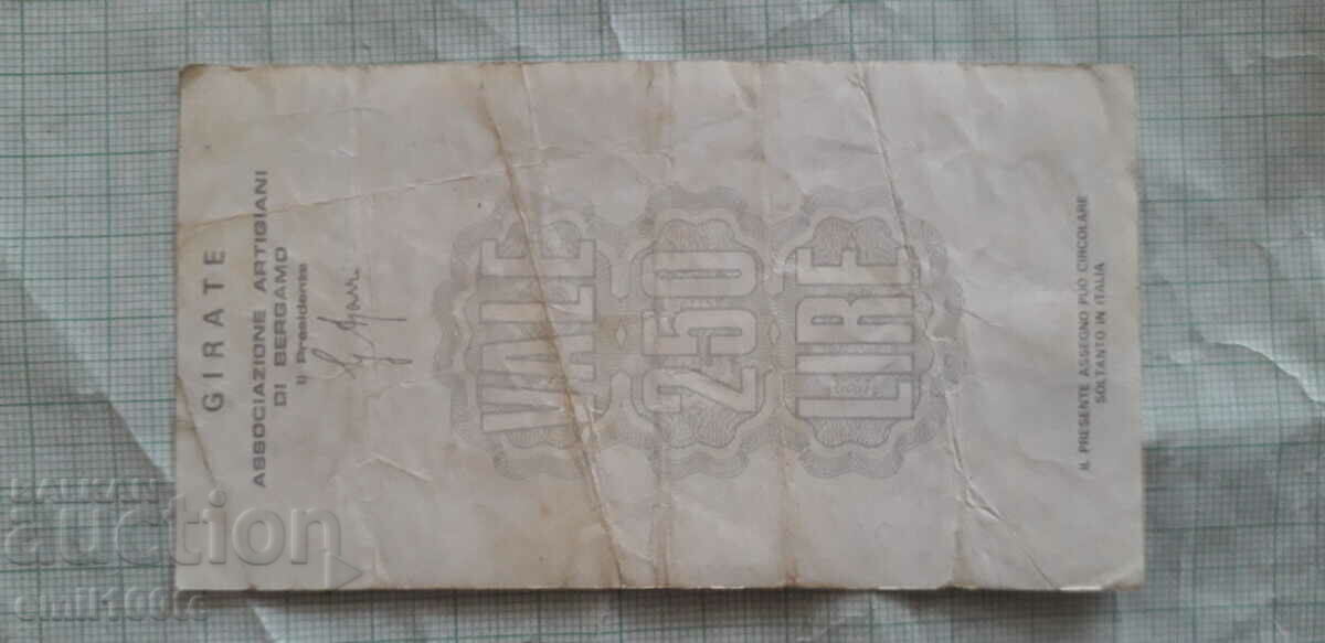 250 lira Traveller's Bank Check Italy 1977 with price 2.00 BGN | € 1.02 250 lira Traveller's Bank Check Italy 1977 with price 2.00 BGN | € 1.02