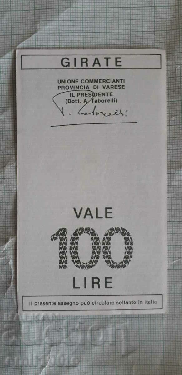 100 Lira Traveller's Bank Check Italy 1976 with price 2.00 BGN | € 1.02 100 Lira Traveller's Bank Check Italy 1976 with price 2.00 BGN | € 1.02