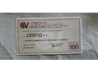 100 Lira Traveller's Bank Check Italy 1976