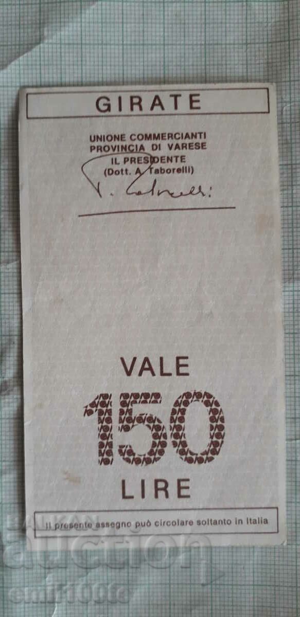 150 lira Traveller's Bank Check Italy 1976 with price 2.00 BGN | € 1.02 150 lira Traveller's Bank Check Italy 1976 with price 2.00 BGN | € 1.02