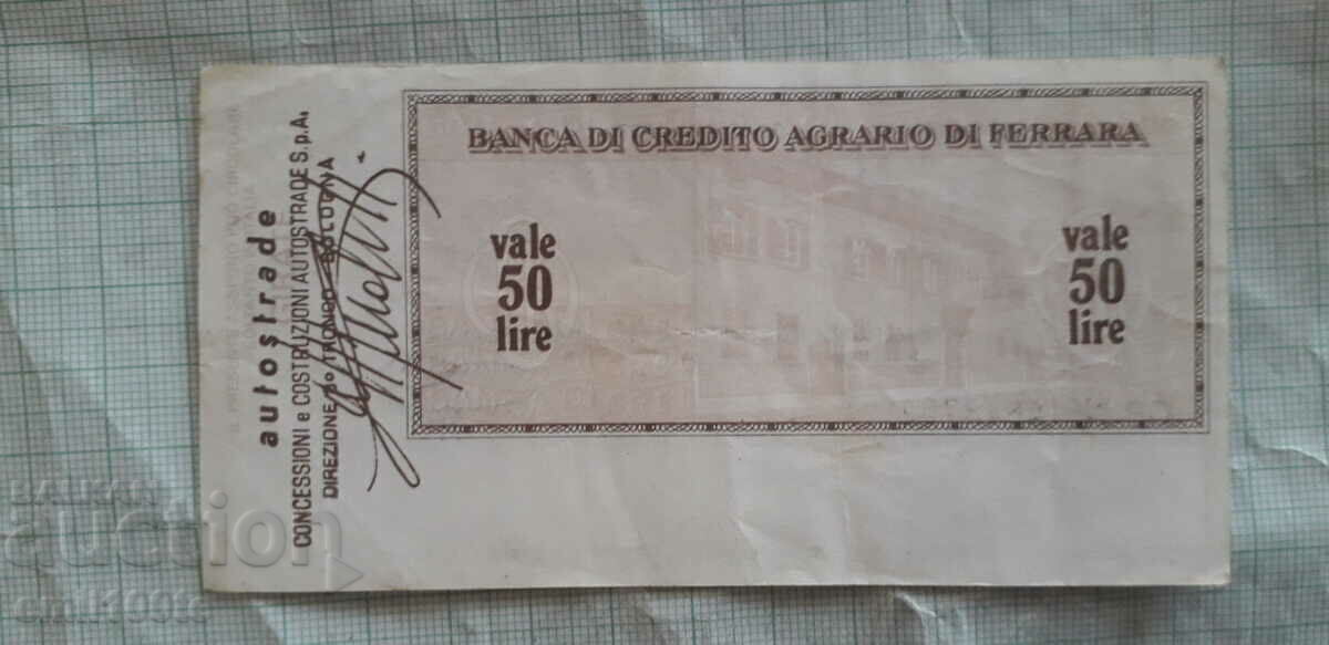 50 lira Traveller's Bank Check Italy 1977 with price 2.00 BGN | € 1.02 50 lira Traveller's Bank Check Italy 1977 with price 2.00 BGN | € 1.02