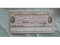 Cec bancar de călătorie de 50 de lire Italia 1977