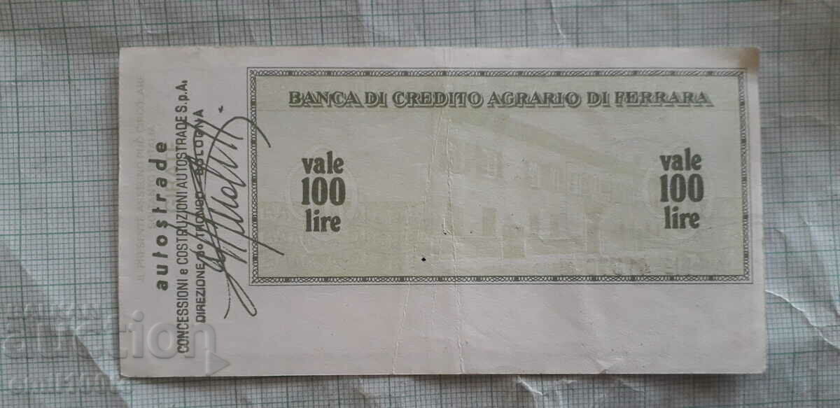 100 Lira Traveller's Bank Check Italy 1977 with price 2.00 BGN | € 1.02 100 Lira Traveller's Bank Check Italy 1977 with price 2.00 BGN | € 1.02