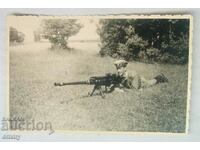Old photo soldier, officer with machine gun