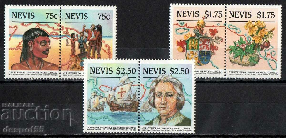 1986. Νέβις. 500 χρόνια από την ανακάλυψη της Αμερικής - Κολόμβος.