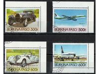 1985. Burkina Faso. Poștă aeriană - mașini și avioane.