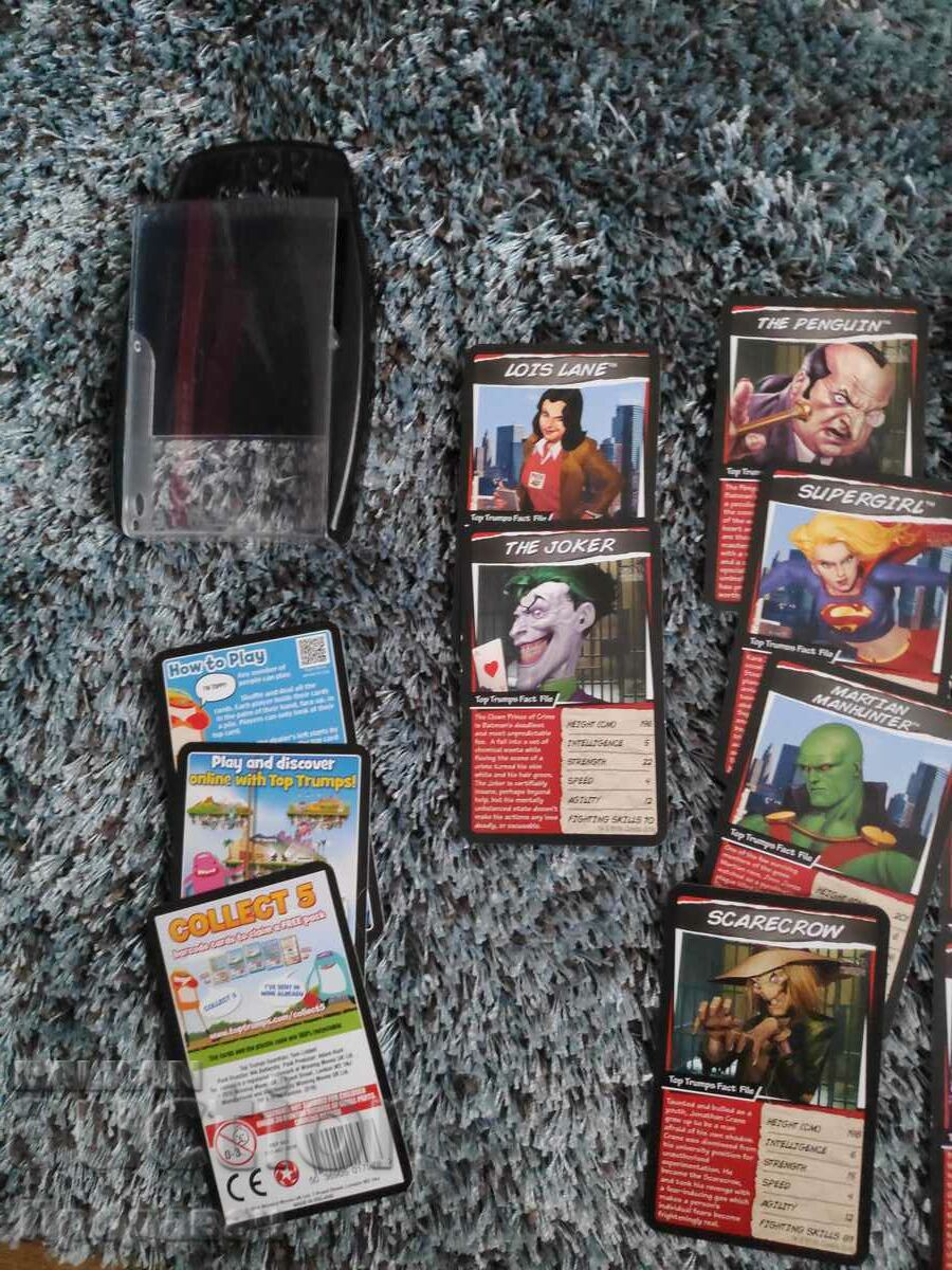 A card game featuring images from DC Comics