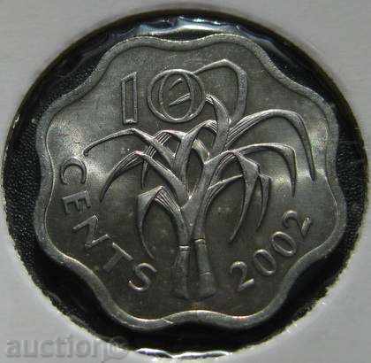 SWAZILANDA 10 cenți -2002.