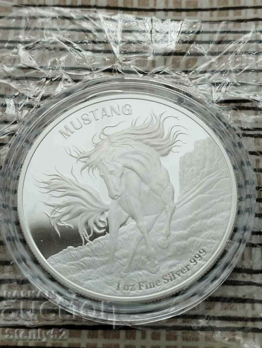 Silver coin 1 oz Mustang - New Zealand