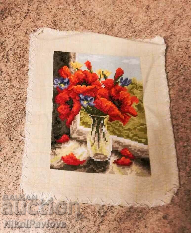 Hand-embroidered tapestry "Spring Bouquet"