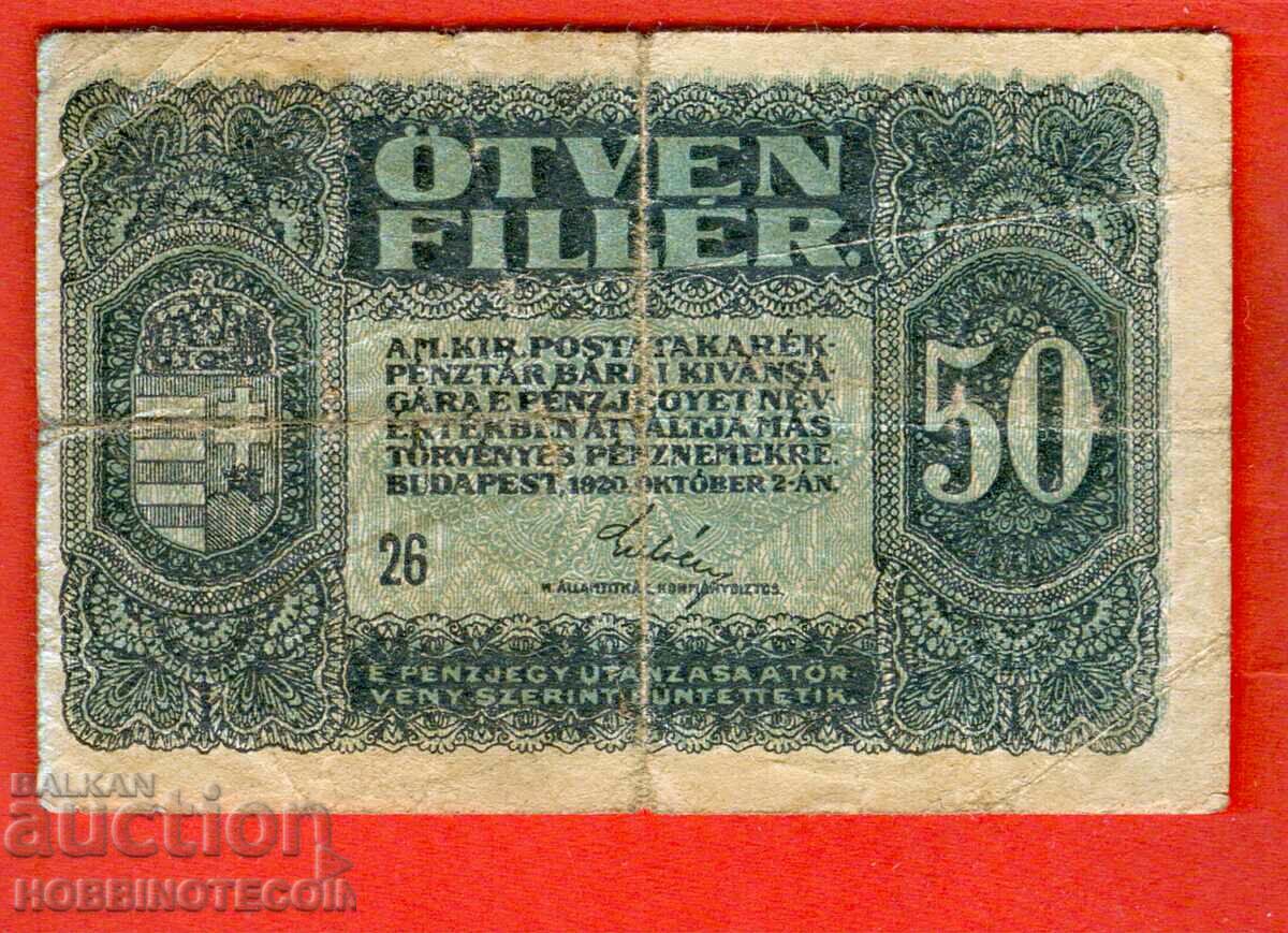 UNGARIA UNGARIA 50 Numărul Fillera - numărul 1920