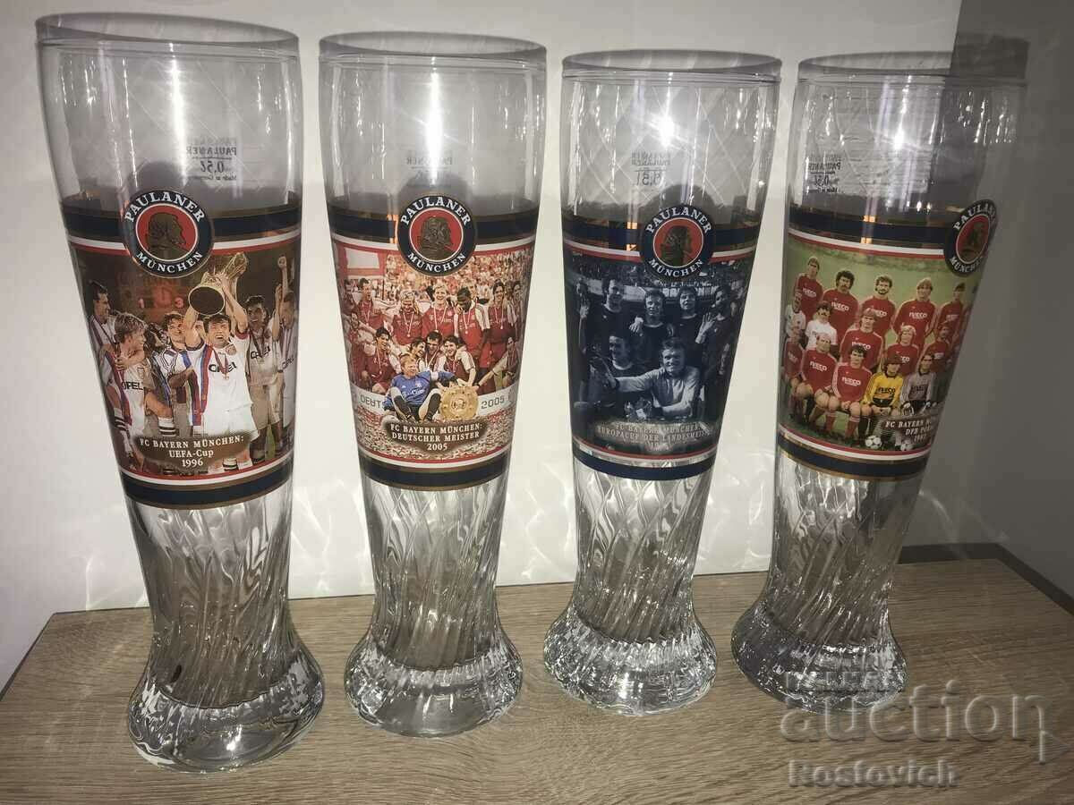 Beer glasses FC Bayern, Paulaner, Munchen, Germany.
