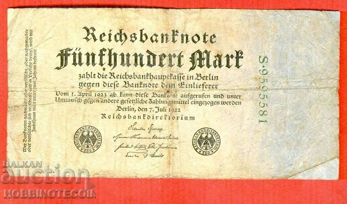 GERMANIA GERMANY 500 Mărci emisiune 1922 - 1923 7 cifre verzi GERMANIA GERMANY 500 Mărci emisiune 1922 - 1923 7 cifre verzi