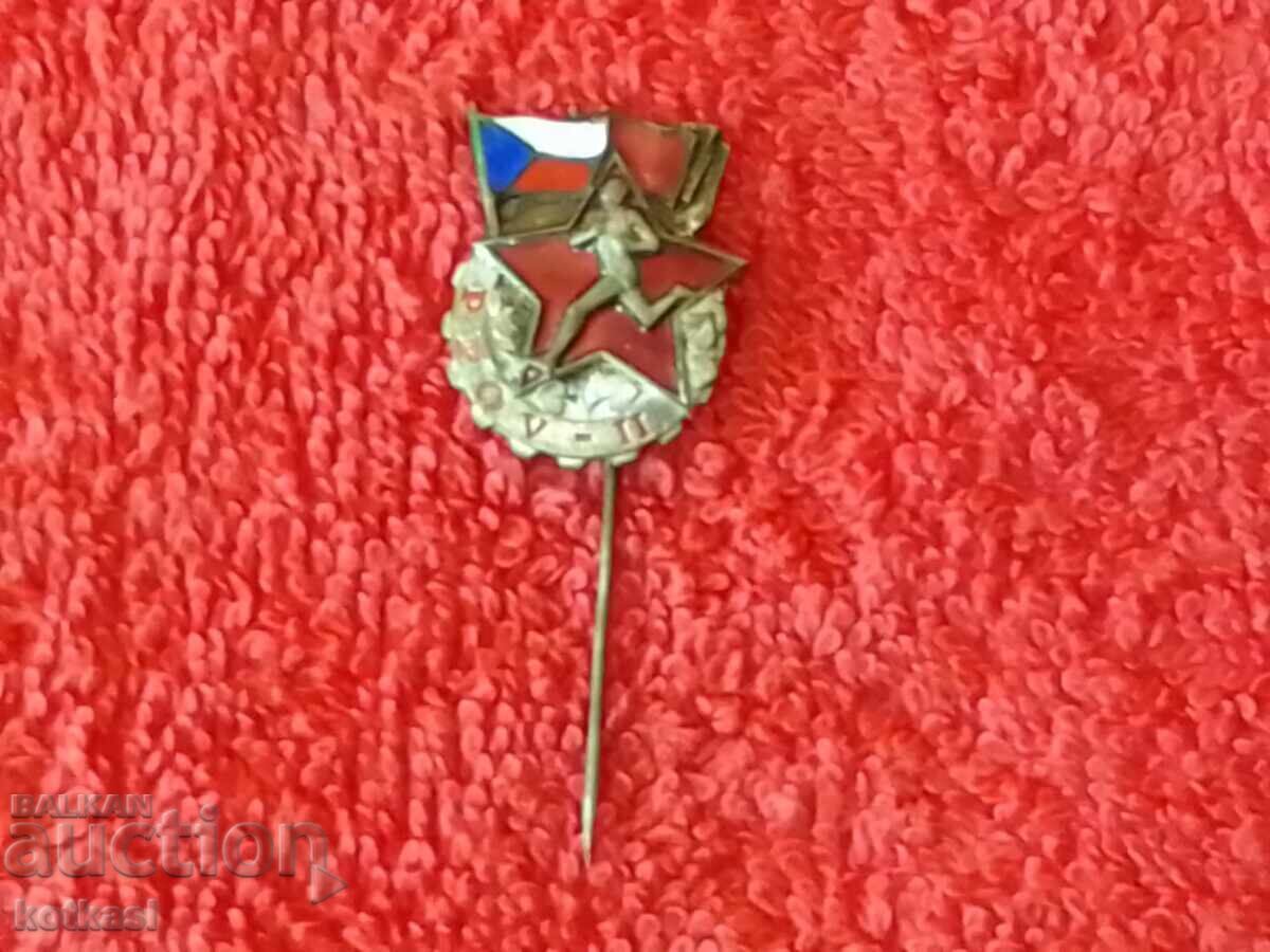 Аукцион Стара соц метална  значка игла   емайл Чехословакия