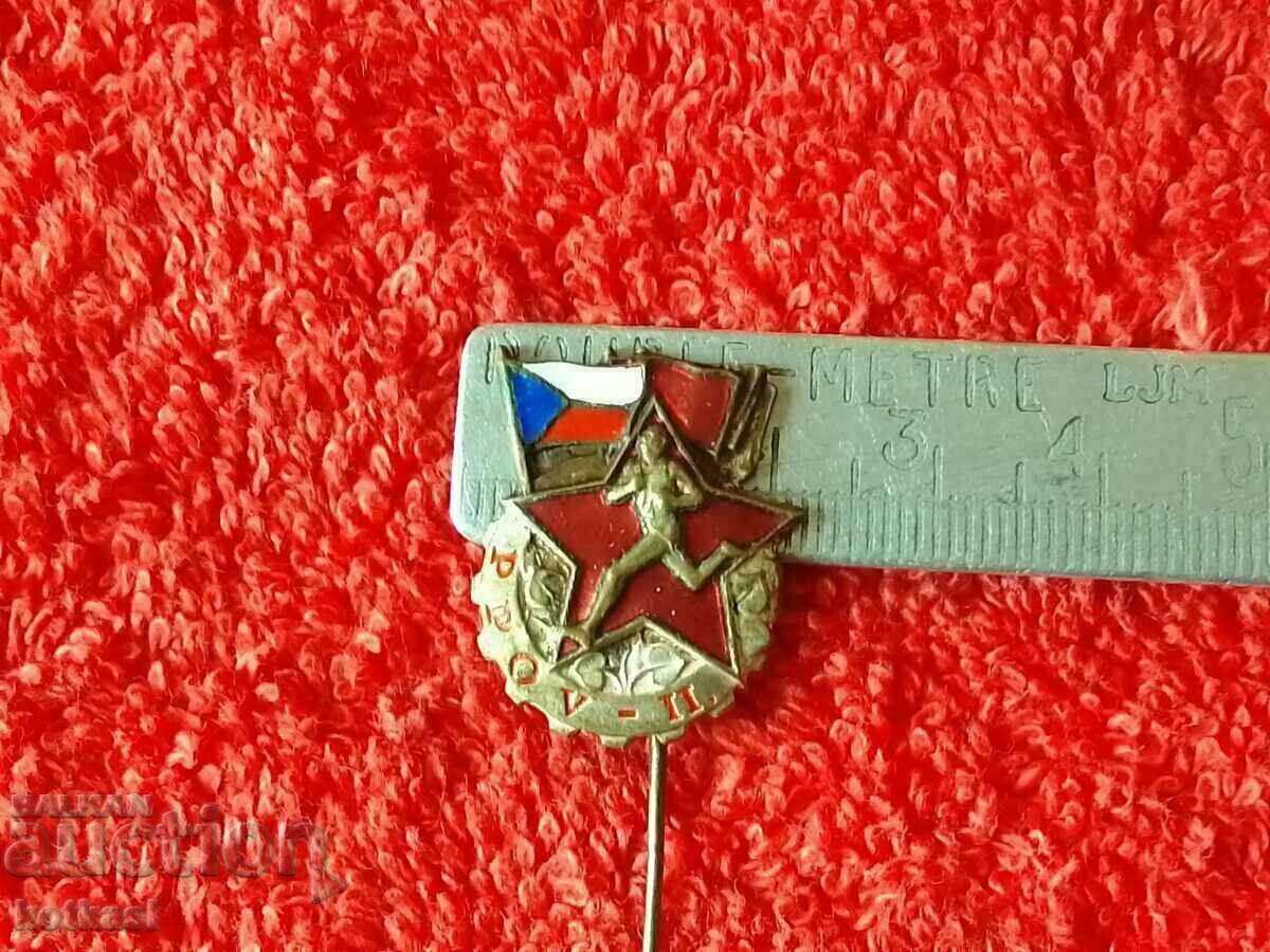 Old social metal badge pin enamel Czechoslovakia