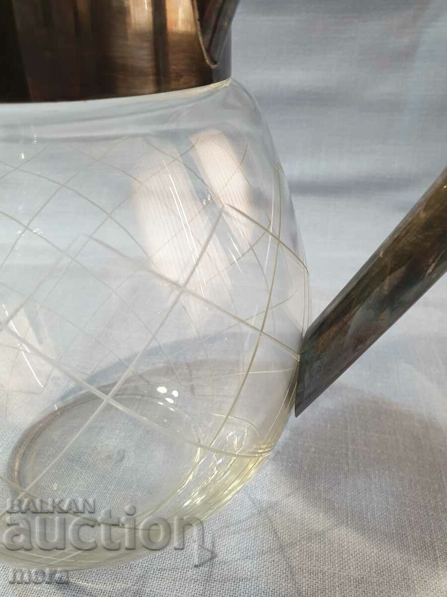 Urcior mare de cristal cu accesorii argintii - 5