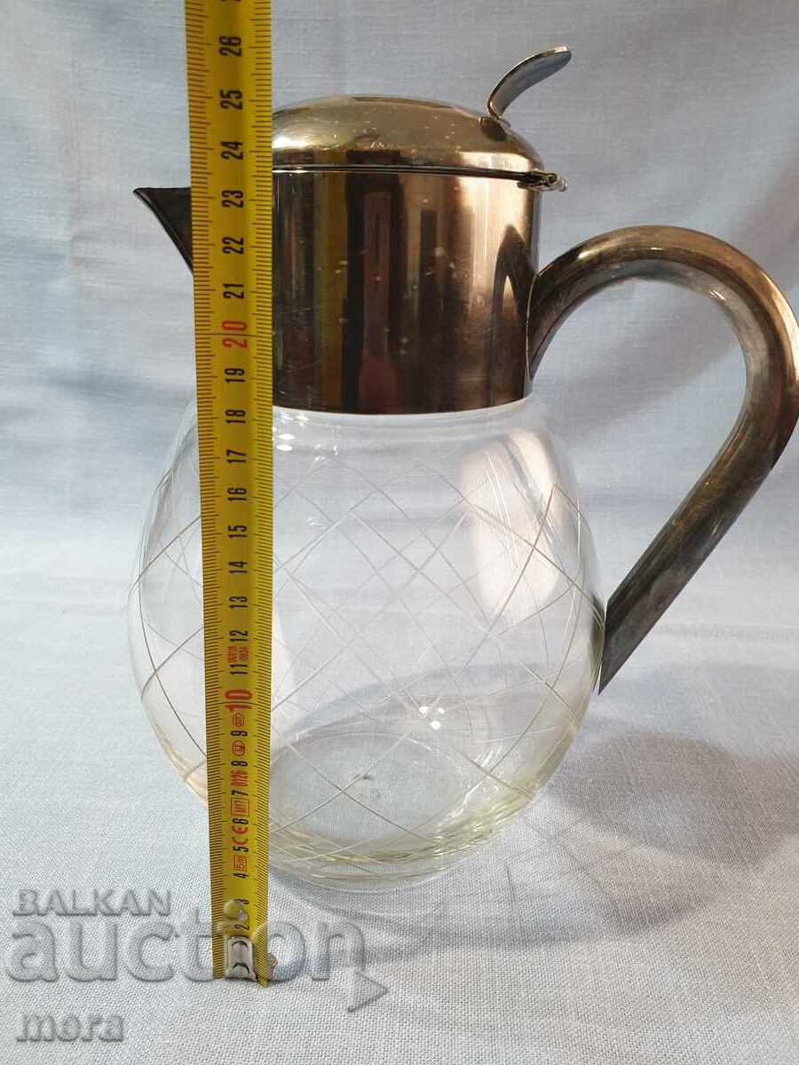 Urcior mare de cristal cu accesorii argintii - 6