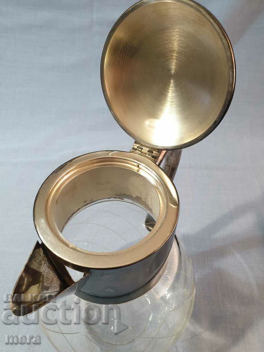 Urcior mare de cristal cu accesorii argintii - 7