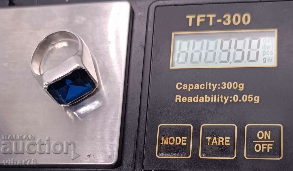Inel bărbătesc din argint cu safir - 5