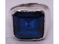 Men's silver ring with sapphire