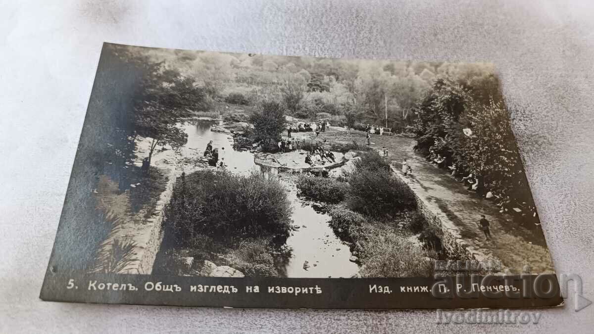 Пощенска картичка Котелъ Общъ изгледъ на изворите 1928