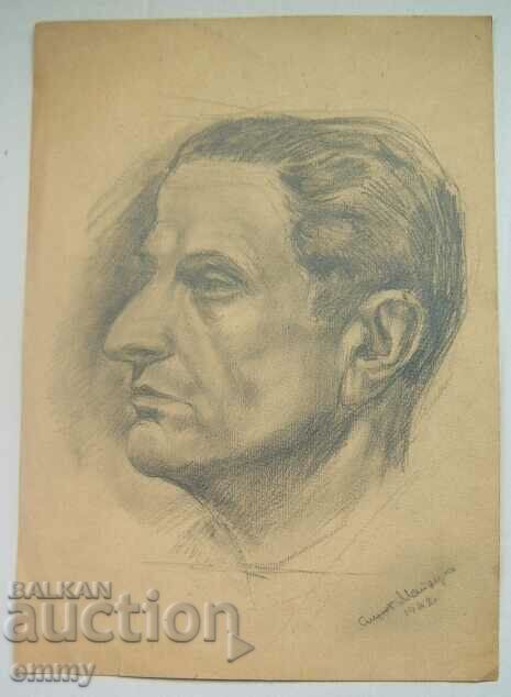 Old pencil drawing 1942 - head of a man