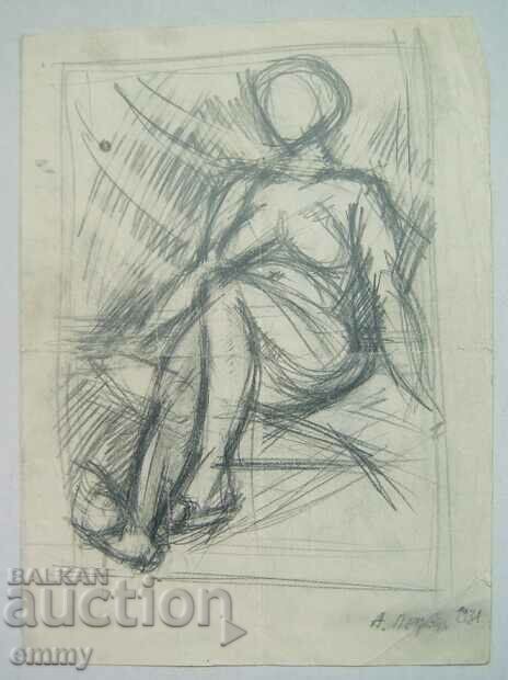 Old pencil drawing 1931 - woman