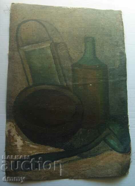Стара картина рисунка Натюрморт - масло върху платно