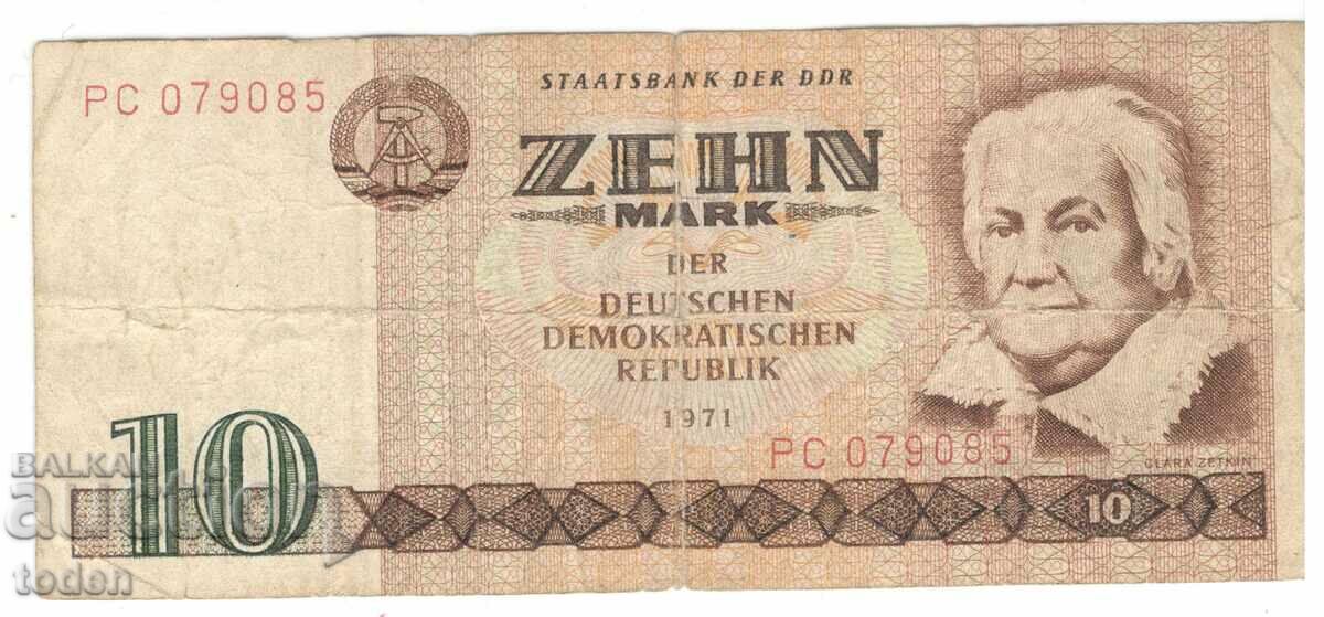 Germania-10 Mark der DDR-1971-P# 28a-Hârtie
