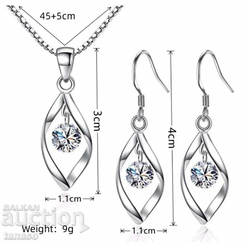 Necklace and earrings set with zircons - 5 Necklace and earrings set with zircons - 5