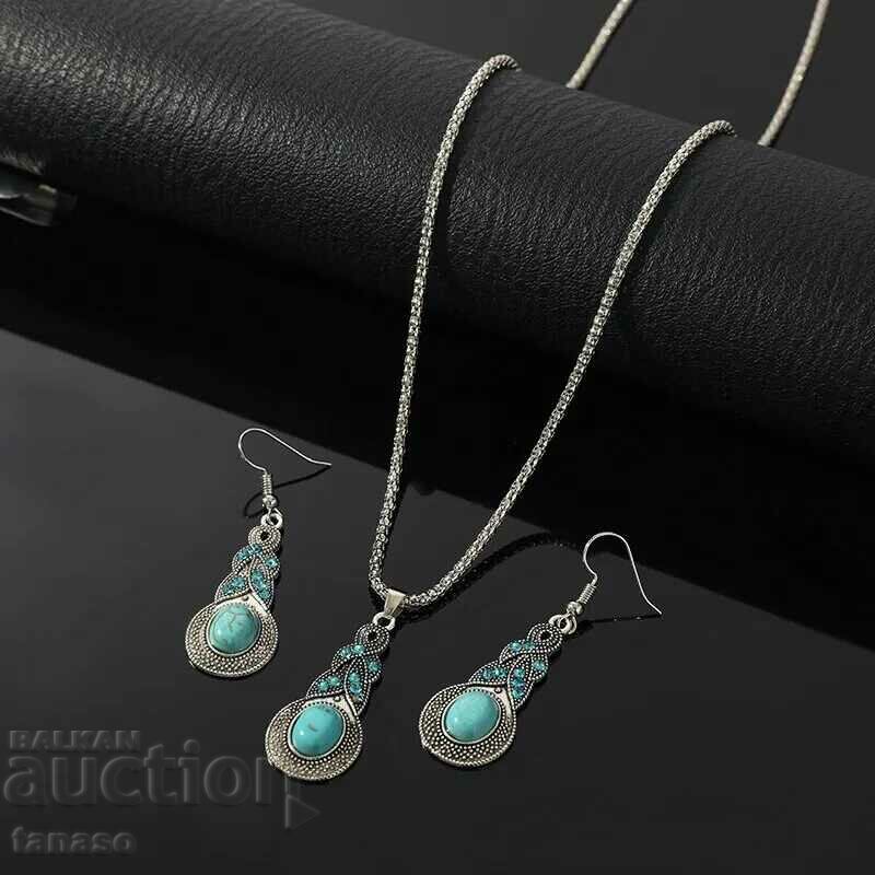 Auction Turquoise necklace and earring set Auction Turquoise necklace and earring set