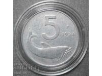 Italy 5 Lire 1954