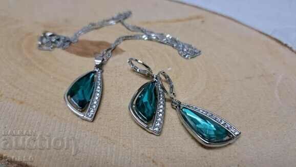 Σετ κοσμημάτων - κολιέ με σκουλαρίκια, ακουαμαρίνα και ζιργκόν με τιμή 45.00 BGN | € 23.01 Σετ κοσμημάτων - κολιέ με σκουλαρίκια, ακουαμαρίνα και ζιργκόν με τιμή 45.00 BGN | € 23.01