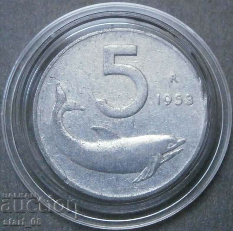 Italy 5 Lire 1953