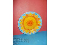 Decorative porcelain hand-painted plate - Sun